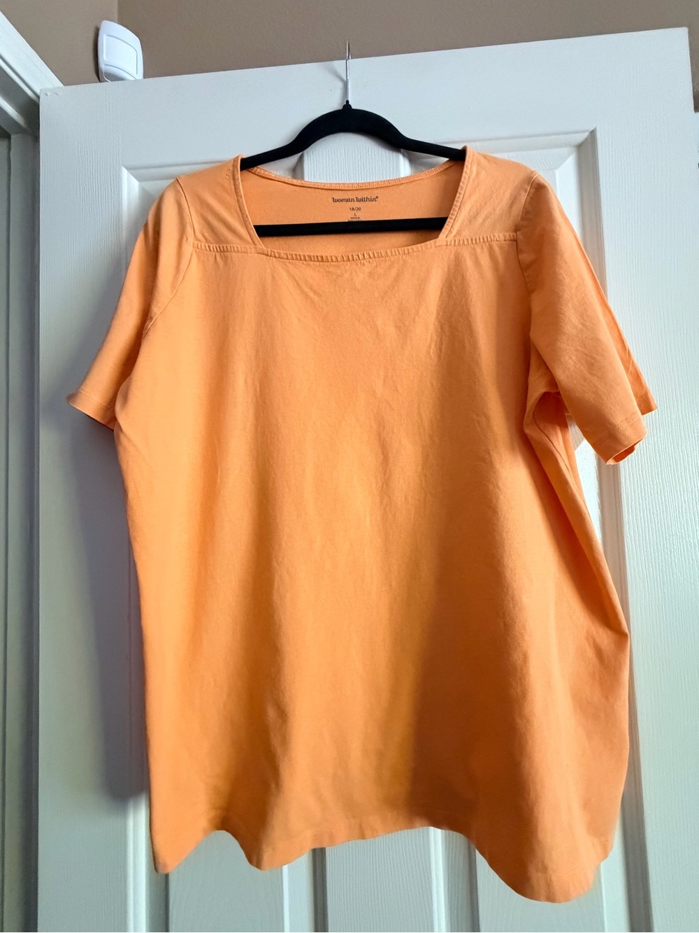 Woman Within Peach Square-Neck Short Sleeve Tee